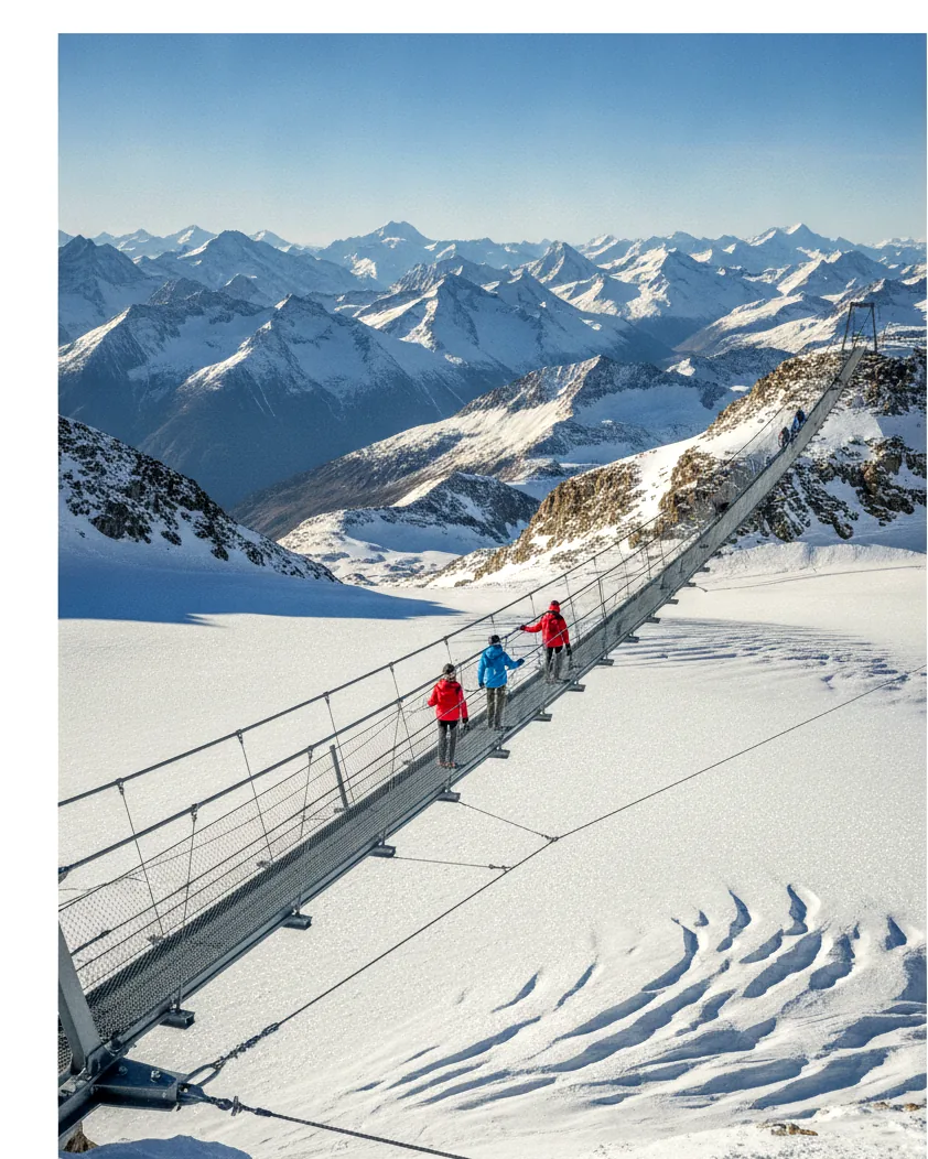 Peak Walk suspension bridge at Glacier 3000